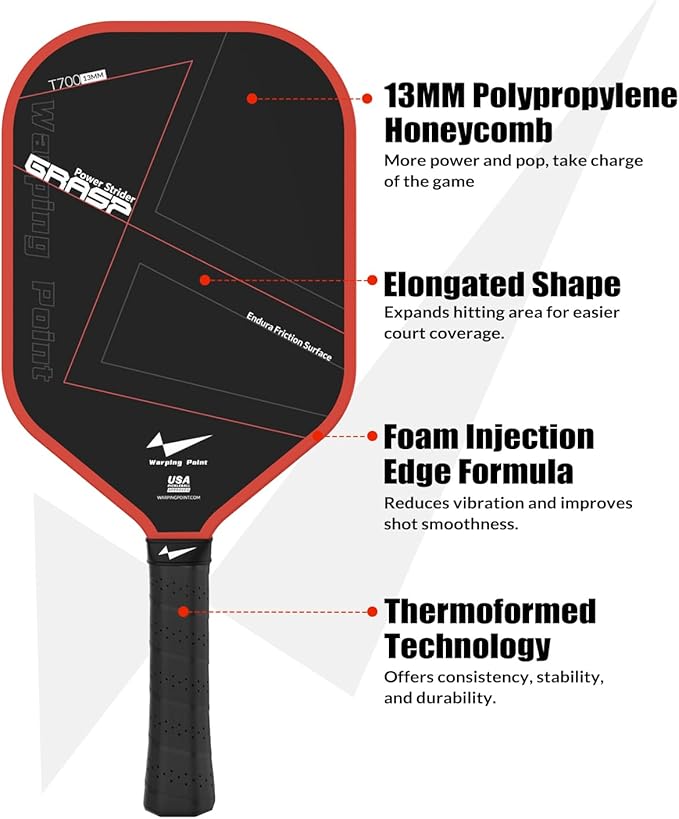 Grasp Power 13mm T700 Carbon Fiber Pickleball Paddle