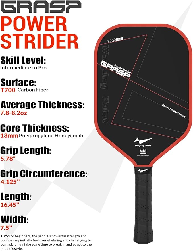 Grasp Power 13mm T700 Carbon Fiber Pickleball Paddle