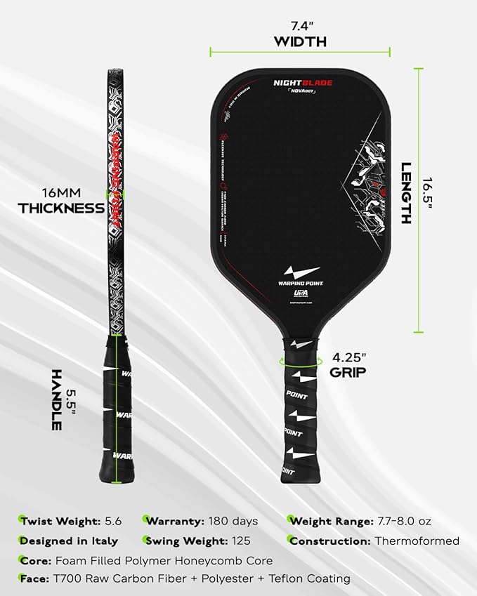 NightBlade 16mm Carbon Fiber Pickleball Paddle