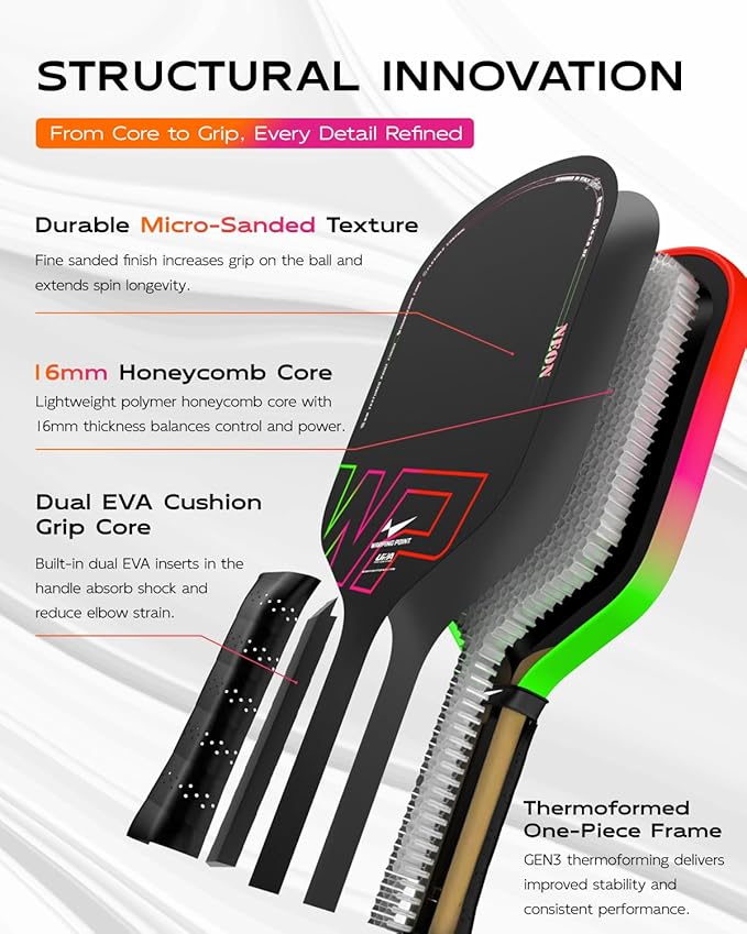 Neon 16mm Carbon Fiber Pickleball Paddle