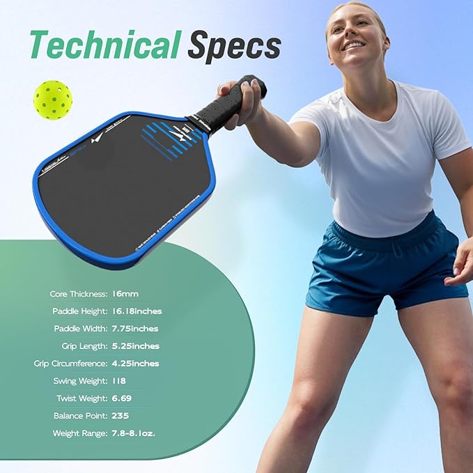 Rhythm 16mm Carbon Fiber Pickleball Paddle
