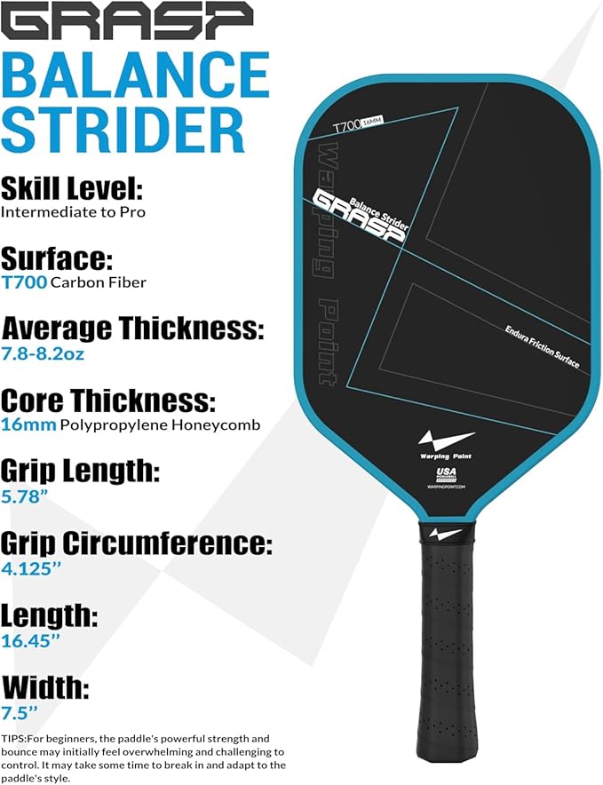 Grasp Balance Pickleball Paddle Navy 16mm T700 Carbon Fiber