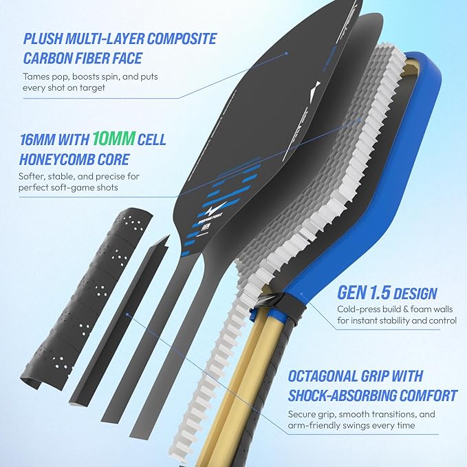 Rhythm 16mm Carbon Fiber Pickleball Paddle